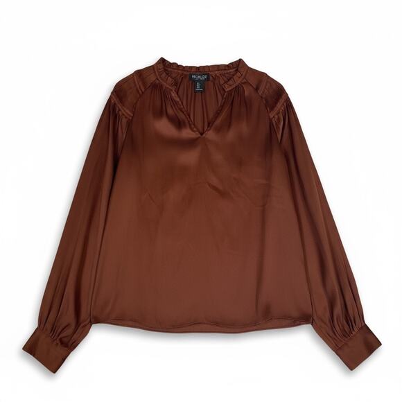 Rachel Zoe Brown Long Sleeve Ruching Detail at Top Size Small Blouse - Picture 1 of 7